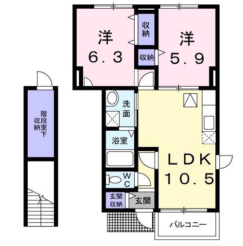 エトワール・パレI(2LDK/1階)の間取り写真