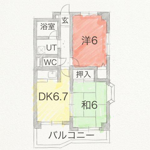 ル・グラン須賀の森(2DK/4階)の間取り写真