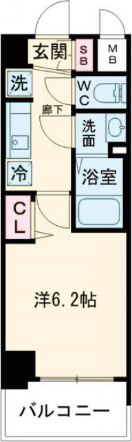 プレサンス神戸キュリオ(1K/14階)の間取り写真