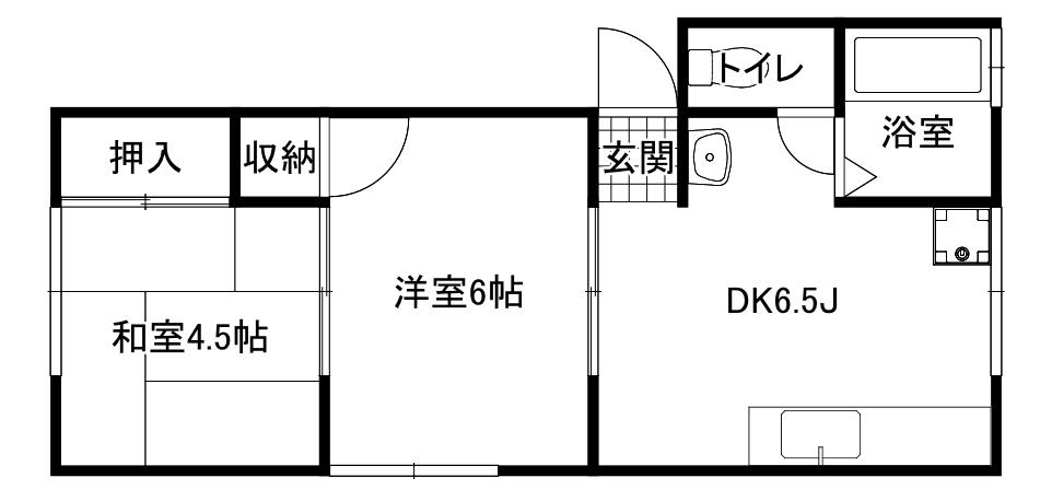 サンハイツ西山(2DK/1階)の間取り写真