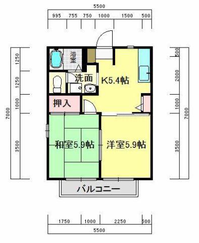 エメラルドビーチ参番館(2K/2階)の間取り写真