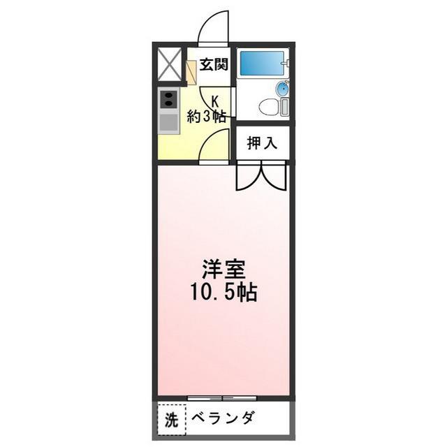 コーポラス城田寺(1K/1階)の間取り写真