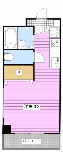 元浜グリーンホームズ(1K/5階)の間取り写真