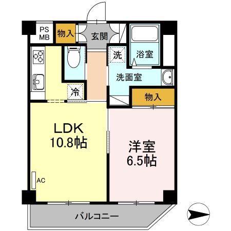 プライオール協和登戸(1LDK/4階)の間取り写真