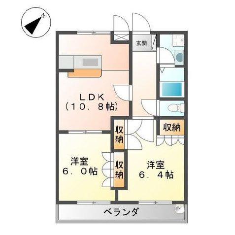 サンビアンハイツ(2LDK/2階)の間取り写真
