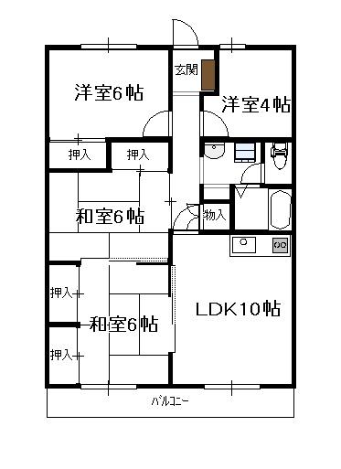 アドミラブール・A(3SLDK/4階)の間取り写真