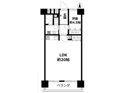 グリーンコーポ清澄(1LDK/8階)の間取り写真