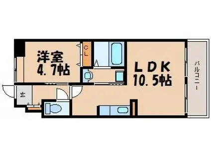 アンビシャス高志(1LDK/3階)の間取り写真