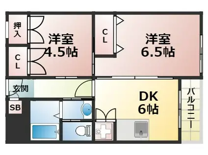 稗田マンション(2DK/4階)の間取り写真