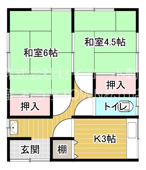 小栗5丁目アパート(2K/2階)の間取り写真