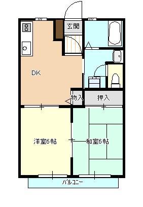 サザンクロスゆき(2DK/1階)の間取り写真