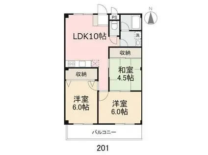 ユニティALBA(3LDK/2階)の間取り写真