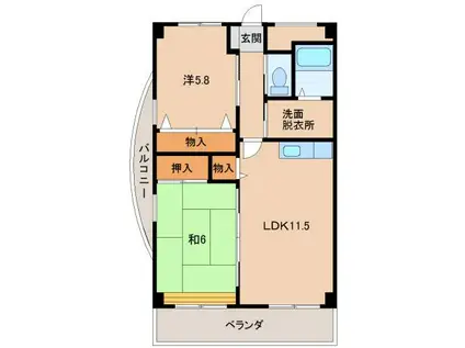 アルコバレーノ(2LDK/3階)の間取り写真