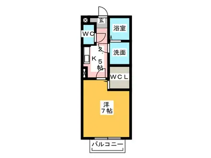 グランモア矢内谷(1K/1階)の間取り写真