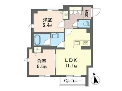 ベネオール鎌倉(2LDK/1階)の間取り写真
