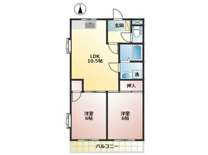 寿マンション(2LDK/1階)の間取り写真