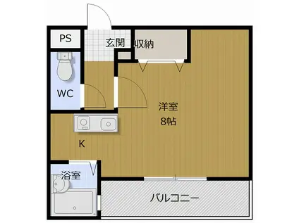 ピュアメゾン阿部(ワンルーム/2階)の間取り写真