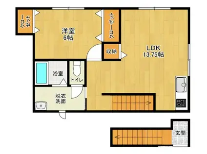 ロワジール三愛G(1LDK/2階)の間取り写真