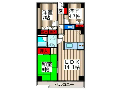 伊奈OCマンション(3LDK/1階)の間取り写真