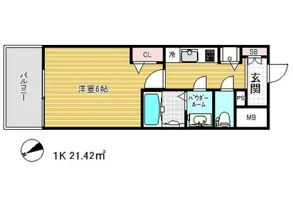 プレサンス神戸アモーレ(1K/7階)の間取り写真