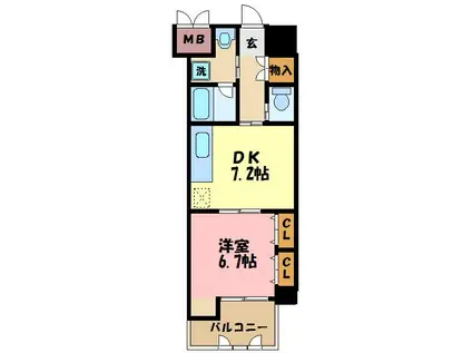 ワイズ新横浜(1DK/4階)の間取り写真