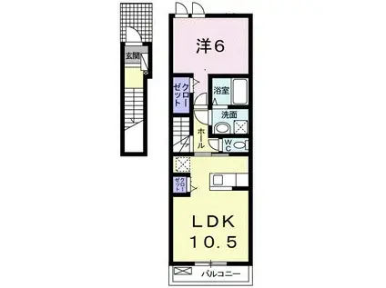 ピュアータウンクルメI(1LDK/2階)の間取り写真