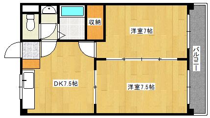 リマーカーブル己斐(2DK/2階)の間取り写真