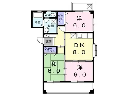 プリマヴェーラHAZU(3DK/3階)の間取り写真