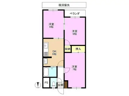 メゾン・ド・ファミール(3DK/3階)の間取り写真