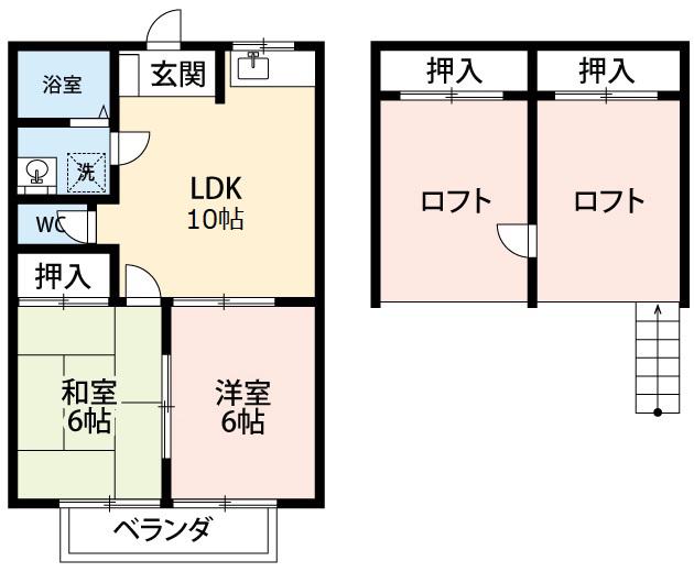 コーポラスノベルティC(2LDK/2階)の間取り写真