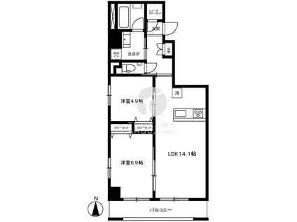 モンテヴェルデ神楽坂弐番館(2LDK/2階)の間取り写真