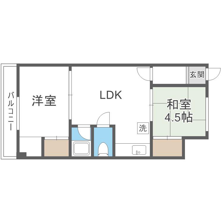石橋ハイツI(2LDK/3階)の間取り写真