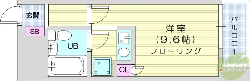 エスパシオ大町(ワンルーム/8階)の間取り写真