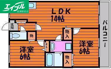 ピュアライフ津高(2LDK/2階)の間取り写真