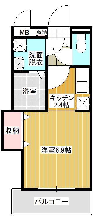 ヴァンヴェール神栖C(ワンルーム/1階)の間取り写真