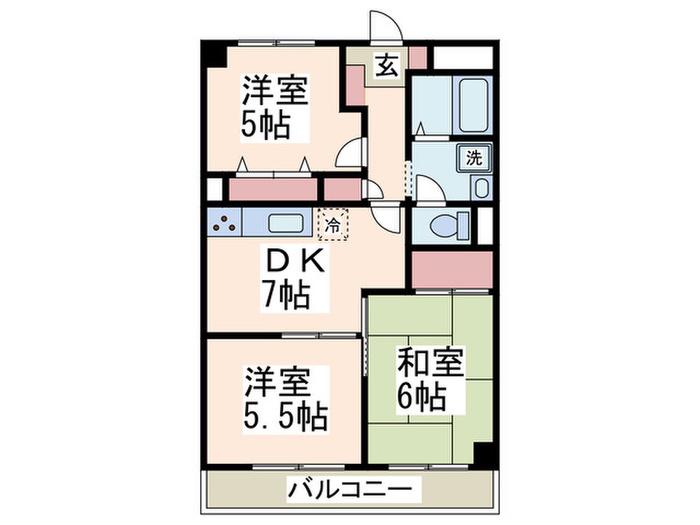 ルミエール藤が丘(3DK/1階)の間取り写真