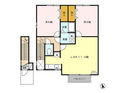 トップヒル泉II(2LDK/2階)の間取り写真