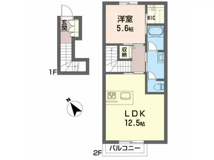 ランバーキャンプキタカミ(1LDK/2階)の間取り写真