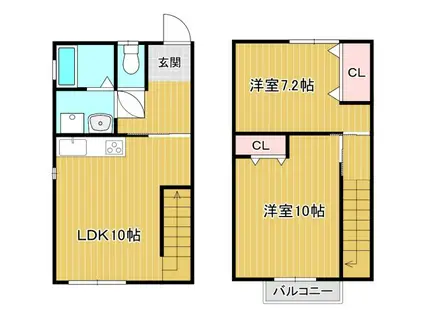 アジュール(2LDK/1階)の間取り写真