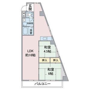 ファミリーハイツ柴田(2LDK/3階)の間取り写真