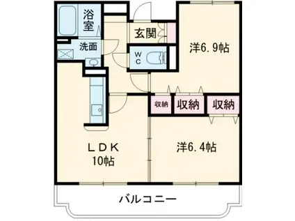 クレスト(2LDK/3階)の間取り写真