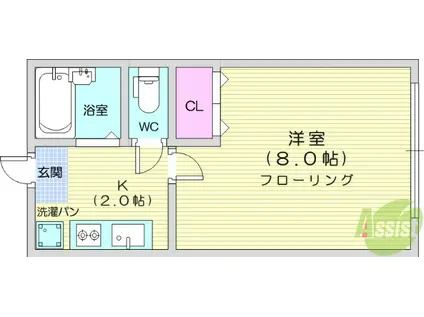 アーバンハイツセレーノ(1K/1階)の間取り写真