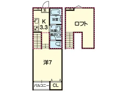 ステラ熊本ノース(1K/1階)の間取り写真