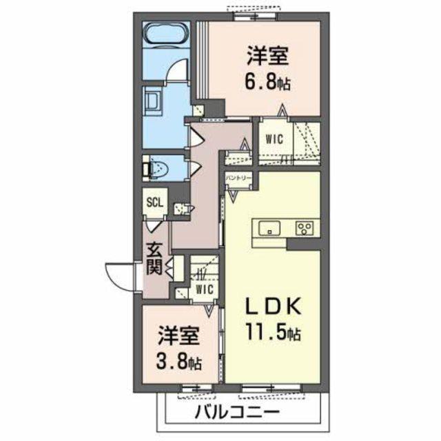 シャーメゾンセレノA(2LDK/2階)の間取り写真