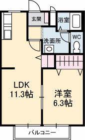 ソレジオKAWAKAMI(1LDK/2階)の間取り写真