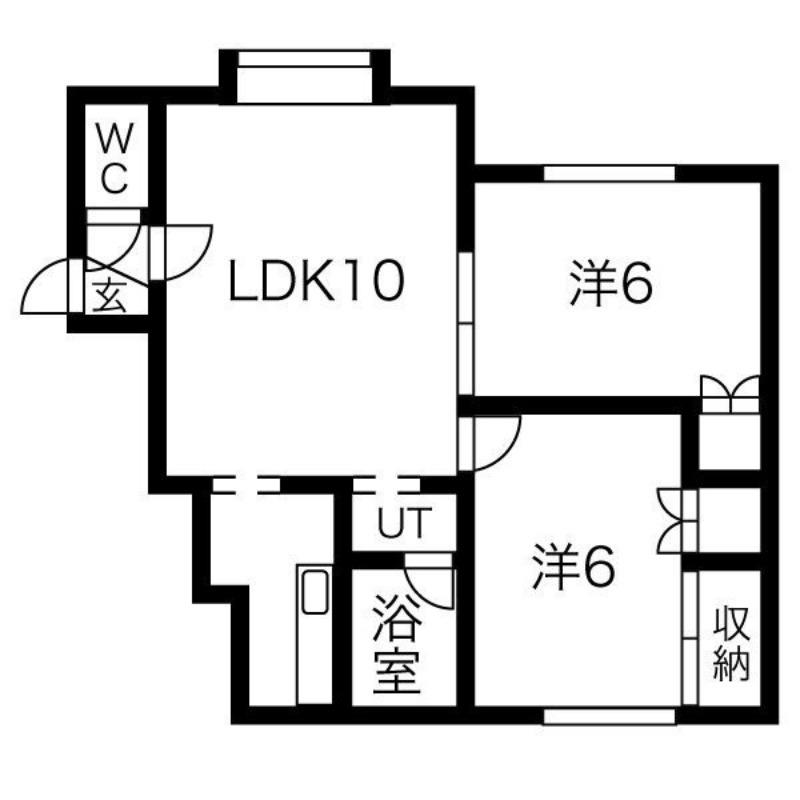スカイスクレーバー富丘(2LDK/2階)の間取り写真