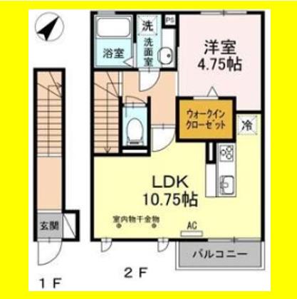 ココティエ(1LDK/2階)の間取り写真