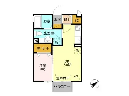 AMM プランドール(1DK/2階)の間取り写真