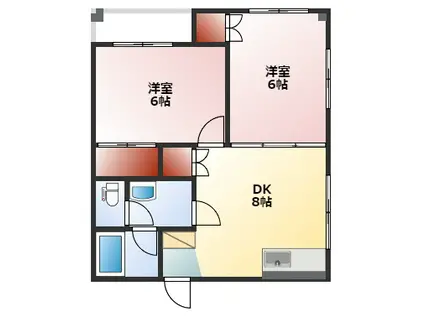 L.D.HOUSE(2DK/2階)の間取り写真