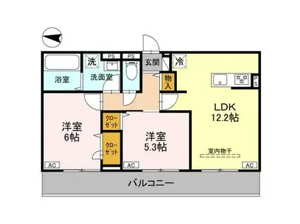 ルノンII(2LDK/3階)の間取り写真